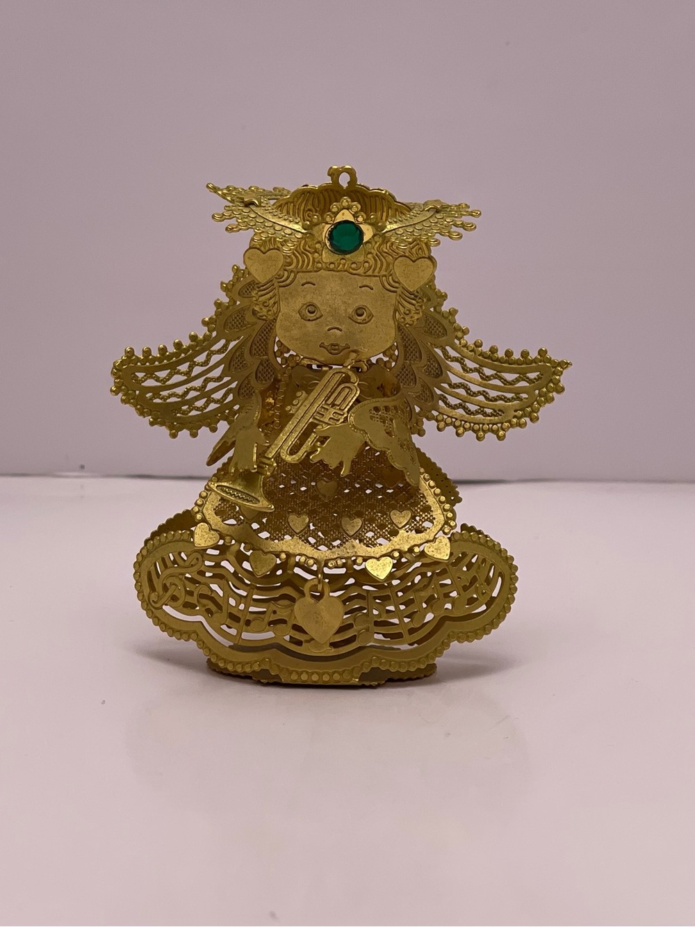 VTG Lee Graves Gold Filigree MAY Birthday Christmas Ornament Angel Figurine